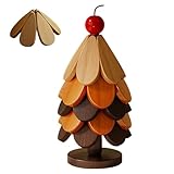 Holz Tischuntersetzer Set – 7.67 Inches Walnussholz Faltbare Untersetzer | Küchen Topfuntersetzer 5-teilig Ständer Weihnachtsbaum Design – Hitzeschutz Für Töpfe Pfannen Schüsseln Teller Küche Esstisch