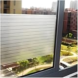 Lifetree Fensterfolie Streifen Blickdicht Sichtschutzfolie: Selbstklebend Fenster mit Statischer Haftung ohne Klebstoff Milchglasfolie Folie Anti-UV Für Zuhause Büro Statisch Folie 90x200cm