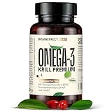 BRAINEFFECT Premium Krillöl Kapseln Omega 3 | 100% Krillöl (Ungestreckt) | Astaxanthin EPA DHA Cholin | Kein Fischgeruch/-Geschmack | 60 Kapseln | Made in Germany