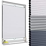 WOLTU Wabenplissee ohne Bohren Verdunklung Thermo Doppelplissee Klemmfix Zweifarbig 50x130cm Weiß-Weiß, Plissee Faltrollo Sonnen-, Sicht- & Schallschutz, Jalousie Plisseerollo für Fenster & Tür