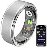 Newgen Medicals Schlaftracker-Ring: Fitnesstracker-Ring, Sp02, Herzfrequenz, Schlafanalyse, Silber, Gr. 68 (Smart Health Ring, Schlaf-Tracker-Ring-Schrittzähler, Geschenke)
