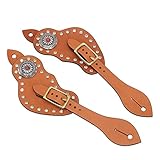 Jeanoko 1 Paar Sporenriemen Western Retro Pferde Sporenriemen mit Schnalle Vintage Braunes Leder Sporenriemen für Pferdetraining Schutzausrüstung Braun Verwendung