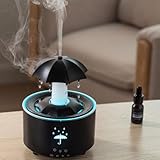 Aromatherapie-Diffusor, Regenschirm-Regen-Luftbefeuchter mit einstellbaren Regengeräuschen, 7 LED-Farben, Timer-Einstellungen, automatische Abschaltung, für Zuhause und Büro
