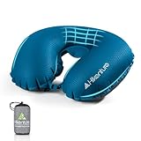 HIKENTURE Nackenkissen Flugzeug Aufblasbar - Auflasbares Reiskissen Flugzeug Nackenhörnchen Erwachsene, Inflatable Travel Neck Pillow Airplane, Ultraleichtes Reise Kissen Flugzeug Zug (Blau)