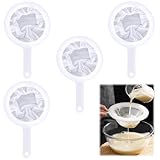 HEOUCH 4 Stück Nylonsieb Sieb Küche, Küchensieb mit Griff, 400/300/200/100 Mesh Passiersieb, Netzsieb, Fein Spitzsieb die Filterung von Saft, Milch, Kaffee und Wein