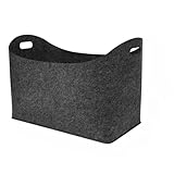 2x Filz-Tasche Kaminholzkorb Kaminholztasche Holztasche Filzkorb Filztasche 55cm (Dunkelgrau)