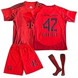 COQOYO Fussball Trikot Kinder Set, JM42 Heim Fußballtrikot für Jungen und Mädchen von 6-7 Jahre, Atmungsaktives und Schnelltrocknendes Fußball Trainingstrikot mit Kurzarm Shorts Socken, Rot