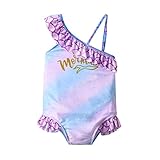 DXTON Badeanzug für Kleinkinder, Mädchen, Einteiler, Meerjungfrau, Cartoon, Bademode, Strandsport, 3–10 Jahre, Sm011 Pink, 7-8 Jahre