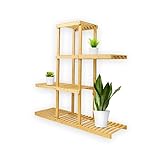 KARAT Blumentreppe Bambus Holz Regal Blumenständer, Pflanzregal, Blumentopfhalter, Blumenregal Balkon, Pflanzenleiter, Pflanzenbank für In- und Outdoor 96,7 x 28 x 95,8cm, Samia