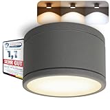 SSC-LUXon CELI-WX Strahler Aufbau IP44 für Aussen & Bad mit LED GX53 Lampe 3W warmweiß - Badstrahler in rund anthrazit 230V