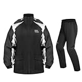 KEMIMOTO Motorrad Regenanzug Herren, 15000MMH₂O Wasserdichter Winddicht Regenmantel mit Reißverschluss, Reflektierender Atmungsaktiv Regenbekleidung, Fahrrad Regenjacke (Jacke + Hose)