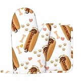 Lustige Ofenhandschuhe und Topflappen mit Dackel-Aufdruck, Set mit 1 linken Silikon-Ofenhandschuhen und 1 isolierten hitzebeständigen heißen Pads für die Küche, Kochen, Backen, Grillen