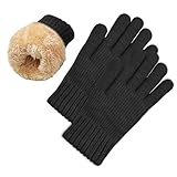 lifwimner Winterhandschuhe Damen mit Fleecefutter, Touchscreen Warme Strickhandschuhe Thermo Winter handschuhe für Outdoor Sport Laufen Radfahren(Schwarz)