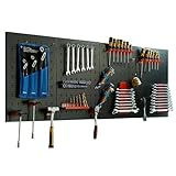 CCLIFE Werkzeugwand Lochwand 4 tlg Inkl. 52-Teiligem Metall Werkzeuglochwand Vier Teile 160 x 60 x 2 cm Erweiterbar Zubehör Wandregal Werkzeugaufbewahrung Schwarz
