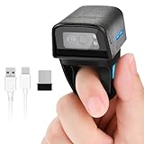 JRHC 1D 2D Bluetooth tragbarer Ring Barcode Scanner, tragbarer Mini Barcode-Barcode-Leser mit 2,4-GHz-Wireless- und USB-Kabelverbindung