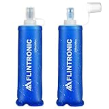 flintronic TPU Faltbarer Trinkflaschen, 2PCS Soft Flask, BPA-Frei, Sportflasche für Trinkrucksack, Fahrrad, Wandern,Joggen,Camping und Klettern (250ml, Blau)