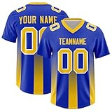 American Football Trikot Personalisiert Football Jersey mit Printed Team Namen Nummer & Logo Fußballtrikot Individuelle Herren Sports Uniform Atmungsaktiv T-Shirt,Yellow