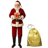 Generisch Weihnachtssack samtige Nikolaussack Weihnachtsmann Sack Santa Sack Geschenkesack Weihnachtsmannsack für Geschenke Weihnachtsbeutel aus Stoff - Geschenkesack mit Kordelzug - Nikolaussack -ML