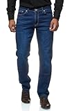JEEL Herren-Jeans - Regular-Fit Straight-Cut - Stretch - Jeans-Hose Basic Washed 01-navy 34W / 32L