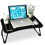 unycos - Betttablett Klappbar, Frühstückstablett mit Griff und Getränkehalter, Serviertisch, Ideal für Lesen und Arbeiten, Auch als Lapdesk Verwendbar 60x40x26 cm (Schwarz Neu ohne Schublade)