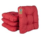 HLKauf 4 | 6 | 8er Set Sitzkissen 38x38x8 cm | weiche Kissen | Für Garten, Camping, Gastronomie oder Bistro | Oeko-Tex und Made in EU (Bordeaux & 1x HLKauf-Block, 4er-Set)