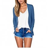Damen Elegant Langarm Elastisch Strickjacke Cardigan Casual Leicht V-Ausschnitt Gestrickt Blazer