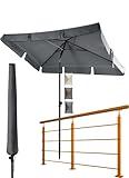 4smile Sonnenschirm Balkon SunnyShade in Anthrazit - UPF 50+ Sonnenschirm rechteckig als Sonnenschutz Balkon - 200 x 125 cm Balkon-Schirm mit Sonnenschirmhülle