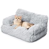 MEWOOFUN stilvoll katzenbett katzensofa flauschig - 76x45cm katzenbett große Katzen Plush katzencouch für kleine Hunde und Katzen Abnehmbar und waschbar (grau)