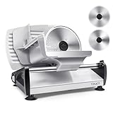 Elektrischer Allesschneider Edelstahl - Verstellbare Küchenmaschine 0 bis 15mm - 2 Klingen - Wurstschneidemaschine - Brotschneidemaschine, Schinkenschneider,Fleisch (150Watt+2Klingen Schwarz)