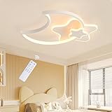 KAUCQI Led Deckenleuchte Schlafzimmer, 42CM Kinderzimmer Lampe Decke Stern Deckenlampe Kinderlampe,Dimmbar Mond Lamp mit Fernbedienung, Deckenleuchten für Kinder Mit Nachtlichtfunktion