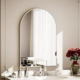 Koonmi Spiegel Silber 61×96cm Dekorative Wandspiegel Bogen Halbkreisförmig Spiegel, Silber Wandspiegel Badspiegel mit Aluminiumrahmen für Badezimmer Flur Wohnzimmer, Schlafzimmer