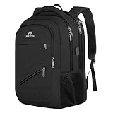 MATEIN Rucksack Herren, Laptop Rucksack 17 Zoll mit USB Ladeanschluss und TSA-Zertifizierung,Groß Wasserfester Laptop Backpack, Schulrucksack teenager, Diebstahlsicher Arbeitsrucksack Herren, Schwarz