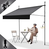 BelleMax Klemmmarkise Markise Balkon ohne Bohren, 250 cm x 125 cm Balkonmarkise mit Handkurbel, Sonnenschutz terrassenüerdachung, Wasserdicht, UV-bestädig und höenverstellbar