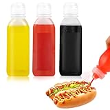 3 Stück Squeeze Flasche,300ml 10oz Plastik Quetschflasche Mit Kappen,Ölflasche Plastik,Squeeze Ölspender Flaschen,Kein Leck Condiment Flaschen,für Ketchup, Scharfe Soße, Olivenöl, Saucenflasche