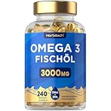 Omega 3 Kapseln Hochdosiert 3000mg pro Tagesdosis | Fischöl Supplement mit EPA und DHA | 1.000 mg Fish Oil pro Kapsel | 240 Stück | Horbaach