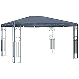 Pavillon 400 x 300 cm aus Stahl, Dach aus 100% Polyester, Anti-UV-Beschichtung, Garten Pavillons für Outdoor, Grillpavillon, Zelt Pavillon, Anthrazit