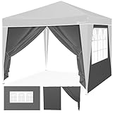 KESSER® 2X Seitenwand für Pavillon 3x3m - Faltpavillon Pop Up | klappbar | platzsparend | verstaubar| mit Reißverschluss| Seitenfenster Transparent| Wetterbeständig | Pavillon Seitenteile | Anthrazit