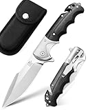 LOTHAR SMAUG Rettungsmesser, 3 IN 1 D2 Stahl Klappmesser mit Glasbrecher und Gurtschneider, G10 Griff Taschenmesser, Einhandmesser mit Clip, Outdoor Messer, Rescue Messer