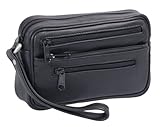 AVANCO Leder Handgelenktasche für Männer aus Rindleder (126D) Herrentasche echtes Leder Tasche Bag Neu, Schwarz, Einheitsgröße