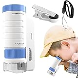 Mikroskop für Kinder, Mikroskop für Kinder, tragbares Handmikroskop 60 x 120 x – Little Scientist Mini-Teleskop-Set, tragbares Kindermikroskop mit Seil und Handy-Clip für Kinder