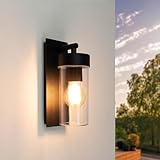 Ledvion Moderne Wandleuchte Außen, Schwarz, E27-Fassung, IP44, Außenleuchte, Außenbeleuchtung, Gartenbeleuchtung, Fassadenbeleuchtung, Außenwandleuchte, Wandleuchte