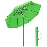 SONGMICS Sonnenschirm 160 cm, Sonnenschutz, UPF 50+, Strandschirm, beidseitig um 30° knickbar, höhenverstellbar, mit Tragetasche, für Balkon, Garten, Terrasse, Strand, ohne Ständer, grün GPU60GN