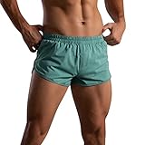 Herren Einfarbig Baumwolle Hosen Gummiband Lose Schnell Trocknend Sport Laufen Gerade Shorts Strand Home Hosen Unterwäsche Foto Unterwäsche Herren (Green, XXL)