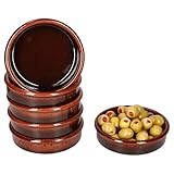 MamboCat 6er Set Escuro Cazuela Ø 12cm I 200 ml I dunkelbraune mediterrane Tapas-Schale aus Ton für Vorspeisen, Antipasti, Fingerfood, Snacks & Co.