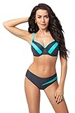 Selente My Secret D8072 attraktiver Bikini mit Bügel-Top (Made in EU), Grau/Hellblau, Gr. 85C/Slip 42