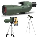 NWDEY 25-75X60 Spektiv mit 51 Zoll Stativ Spektiv für Zielschießen Jagd Vogelbeobachtung Low Light Vision Telefonadapter Tragetasche BAK4 Prisma FMC Objektiv Wasserdicht (ArmyGreen)