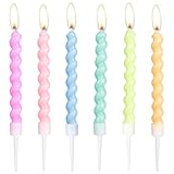 Spiralförmige Geburtstagskerzen-Set, 24 Stück, Party-Kerzen für Kuchen, Macarone, Happy Birthday-Kerzen, bunte Kuchendekorationen, Babypartys, Kuchenkerzen für Mädchen, Jungen, Babys, Frauen,