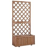 Outsunny Hochbeet Pflanzkasten mit Rankgitter Blumenkasten Rankkasten Rosenbogen mit Rankhilfe für Kletterpflanzen Garten Holz Orange 72,5 x 31,5 x 149,5 cm