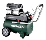 metabo Kompressor Basic 220-24 OF Silent - 24L Kessel, 8 bar Druck, 110 l/min Füllleistung - Ölfrei, leise, mobiler Werkstatt-Kompressor für Heimwerker & Profis - Inkl. Schnellkupplung und Zuggriff