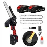 Hooha 8 Zoll kompakte Mini Kettensäge mit Akku Bürstenlose Automatischer Öler (Zum Schneiden von Holz; 21 Volt System; Kettengeschwindigkeit: 12 m/s)